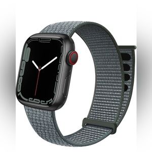 Nylon Apple Watch Band With Velcro Closure.  Storm Grey